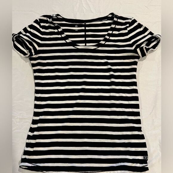 Talbots size small black-and-white striped T-shirt - Picture 1 of 3